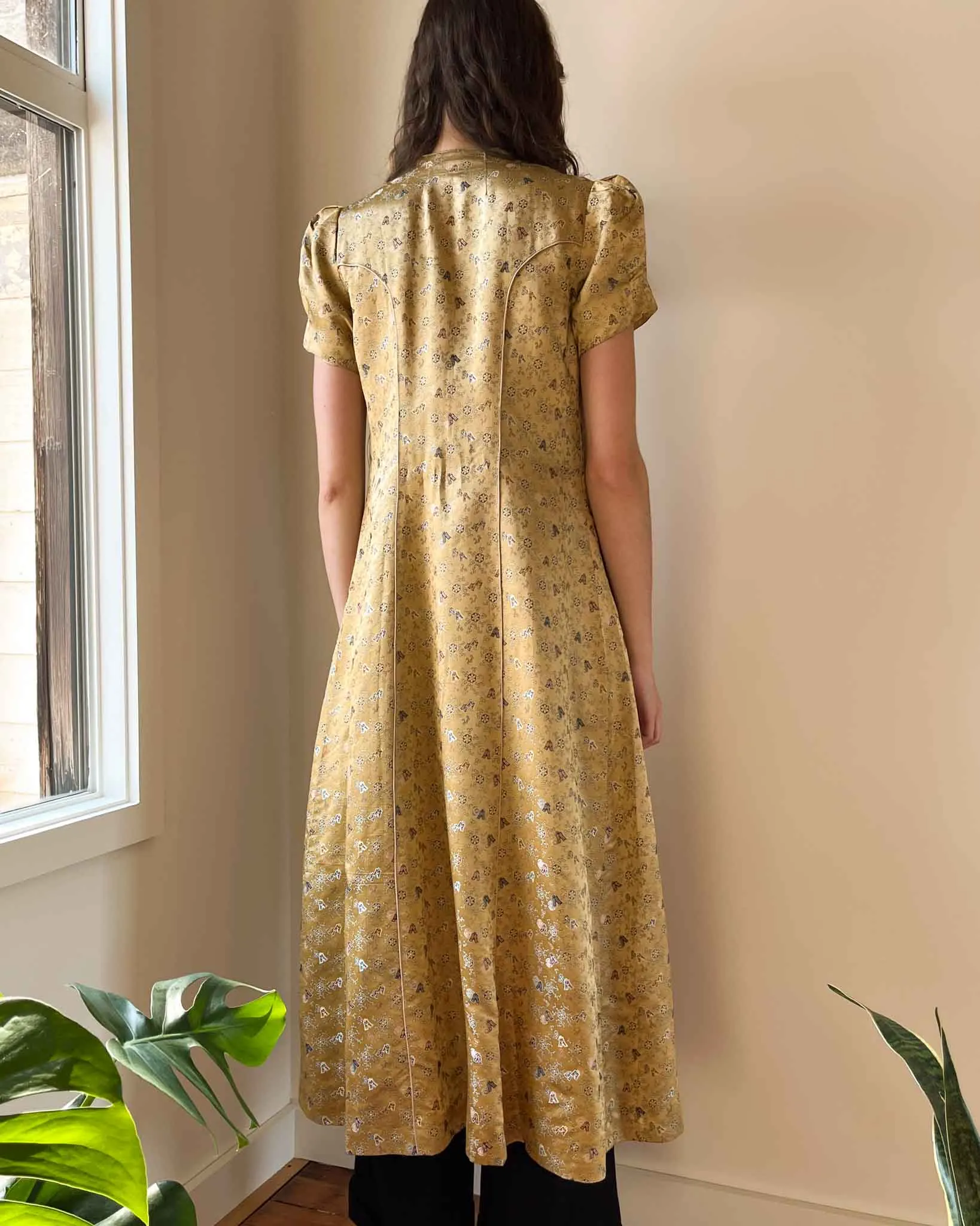 40s Gold Silk Brocade Jacket | S-M