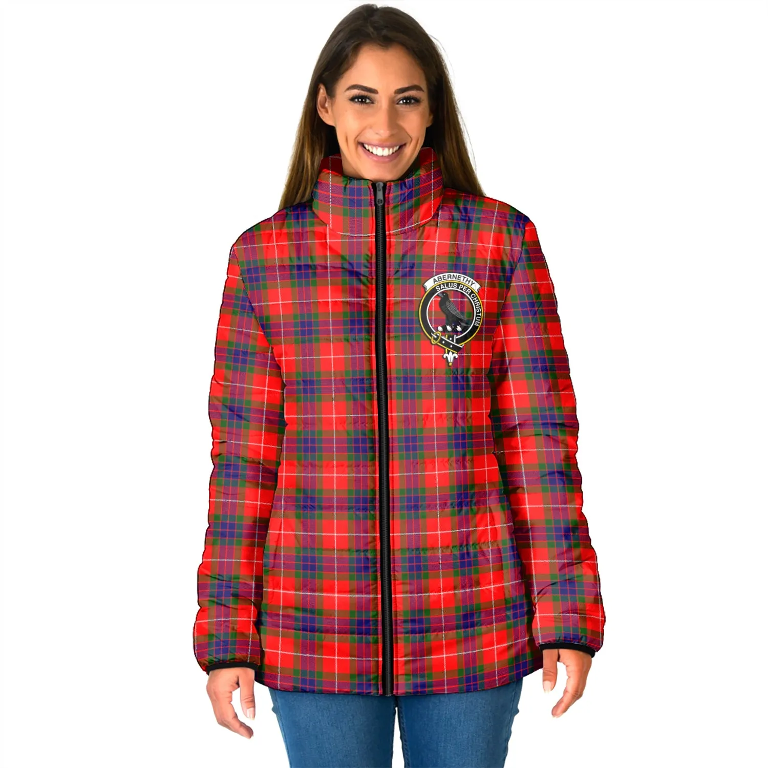 Abernethy Tartan Padded Jacket with Family Crest