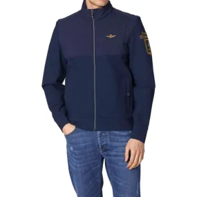 Aeronautica Militare Men's  Interlock jacket with quilted insert Dark Blue