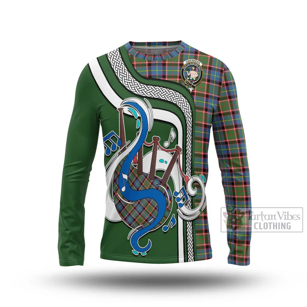 Aikenhead Tartan Long Sleeve T-Shirt with Epic Bagpipe Style