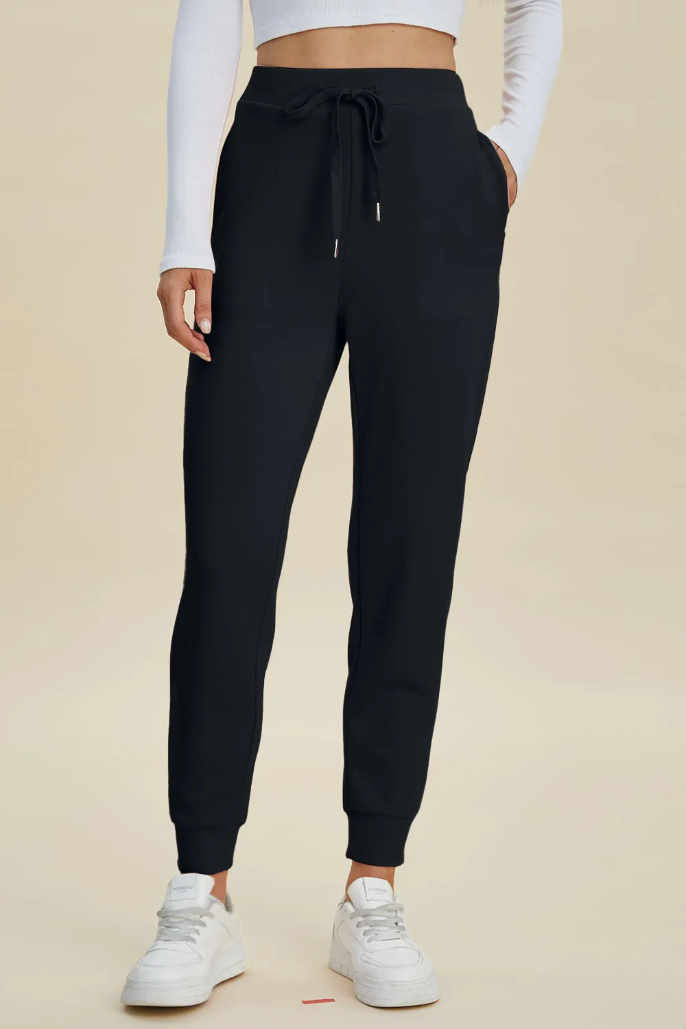 Air Scuba Drawstring High Waist Joggers by Basic Bae (Ships in 2-3 Weeks)