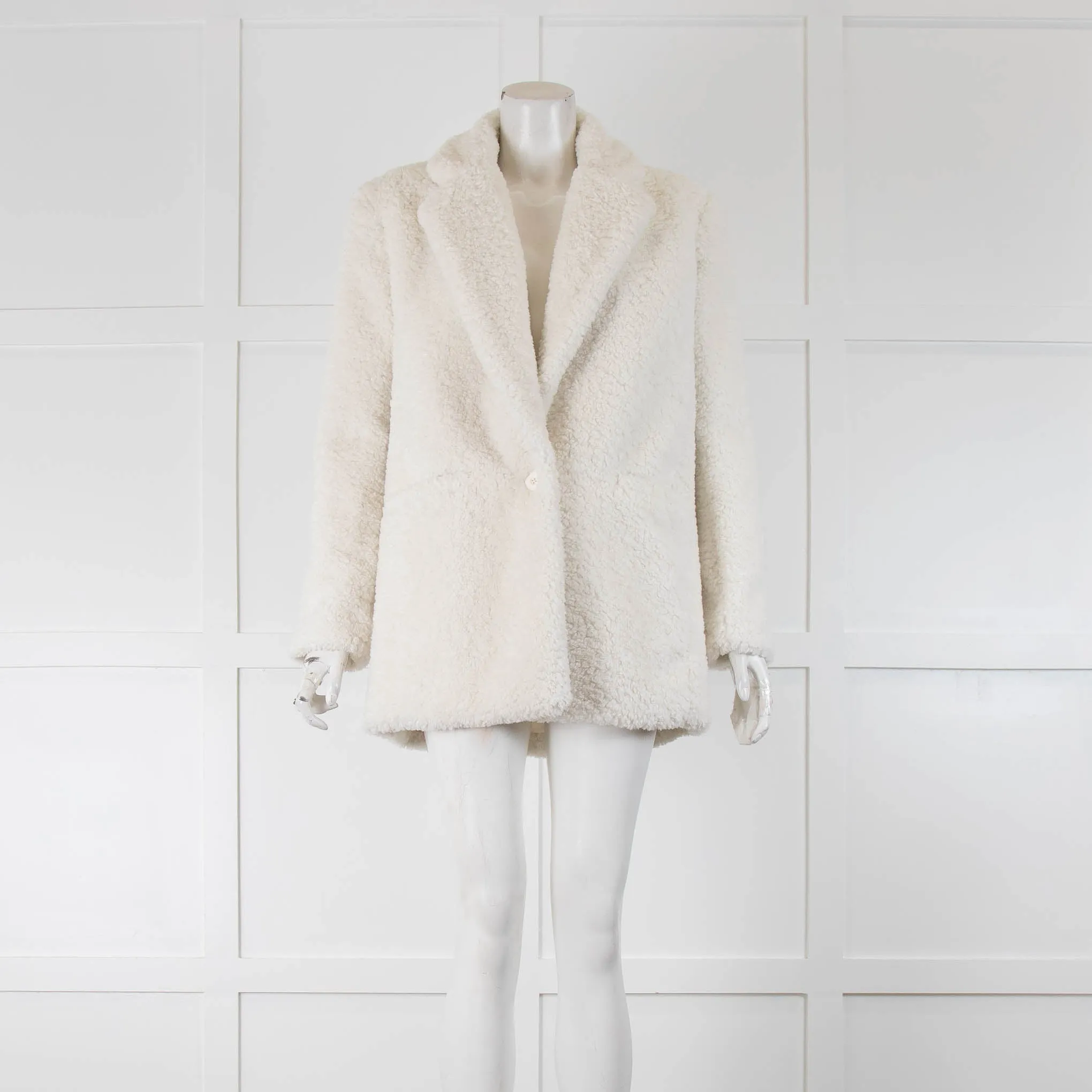 Alice   Olivia White Faux Teddy Coat