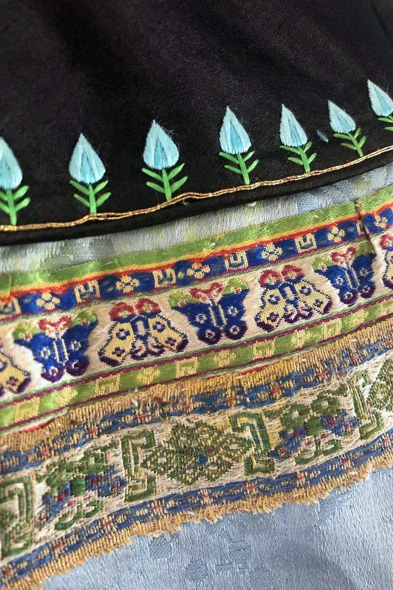 Antique Chinese Blue Silk Embroidered Court Robe