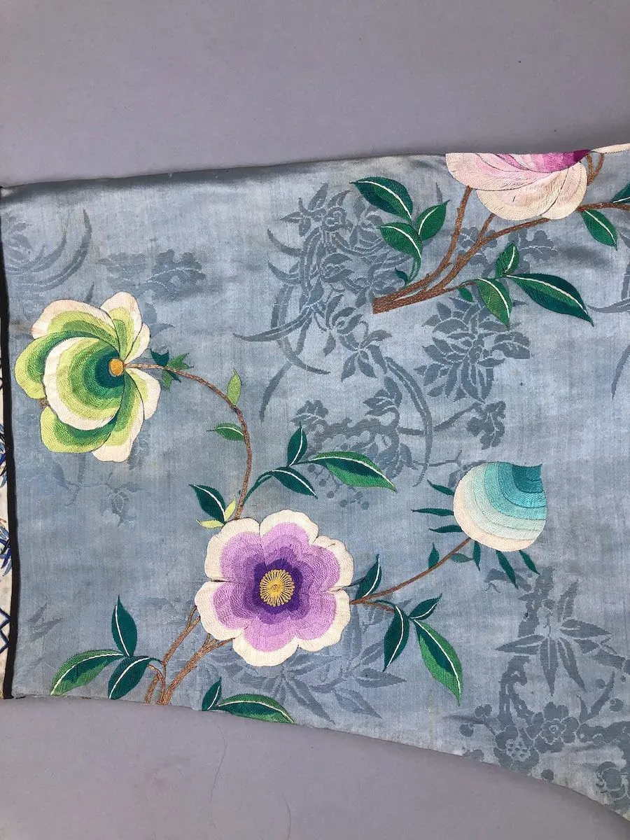 Antique Chinese Blue Silk Embroidered Court Robe