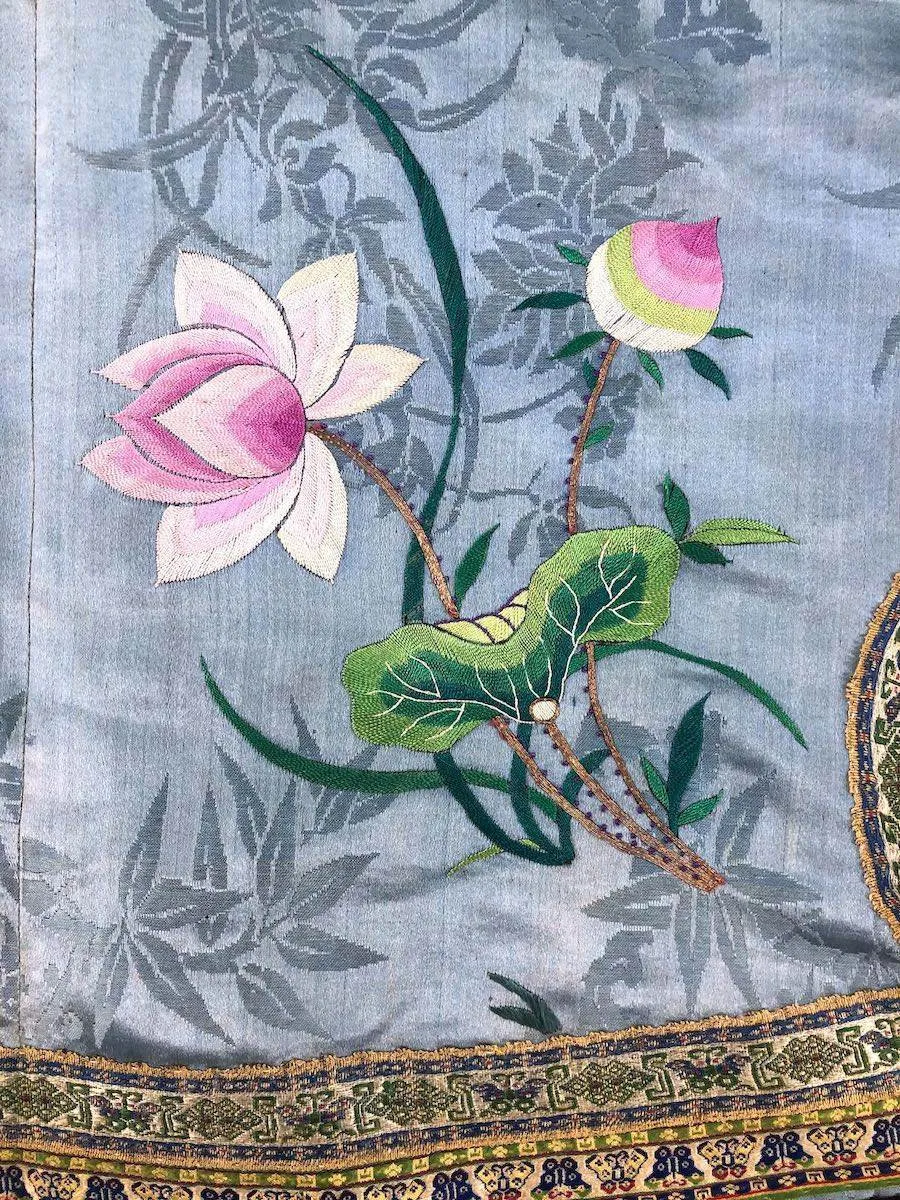 Antique Chinese Blue Silk Embroidered Court Robe