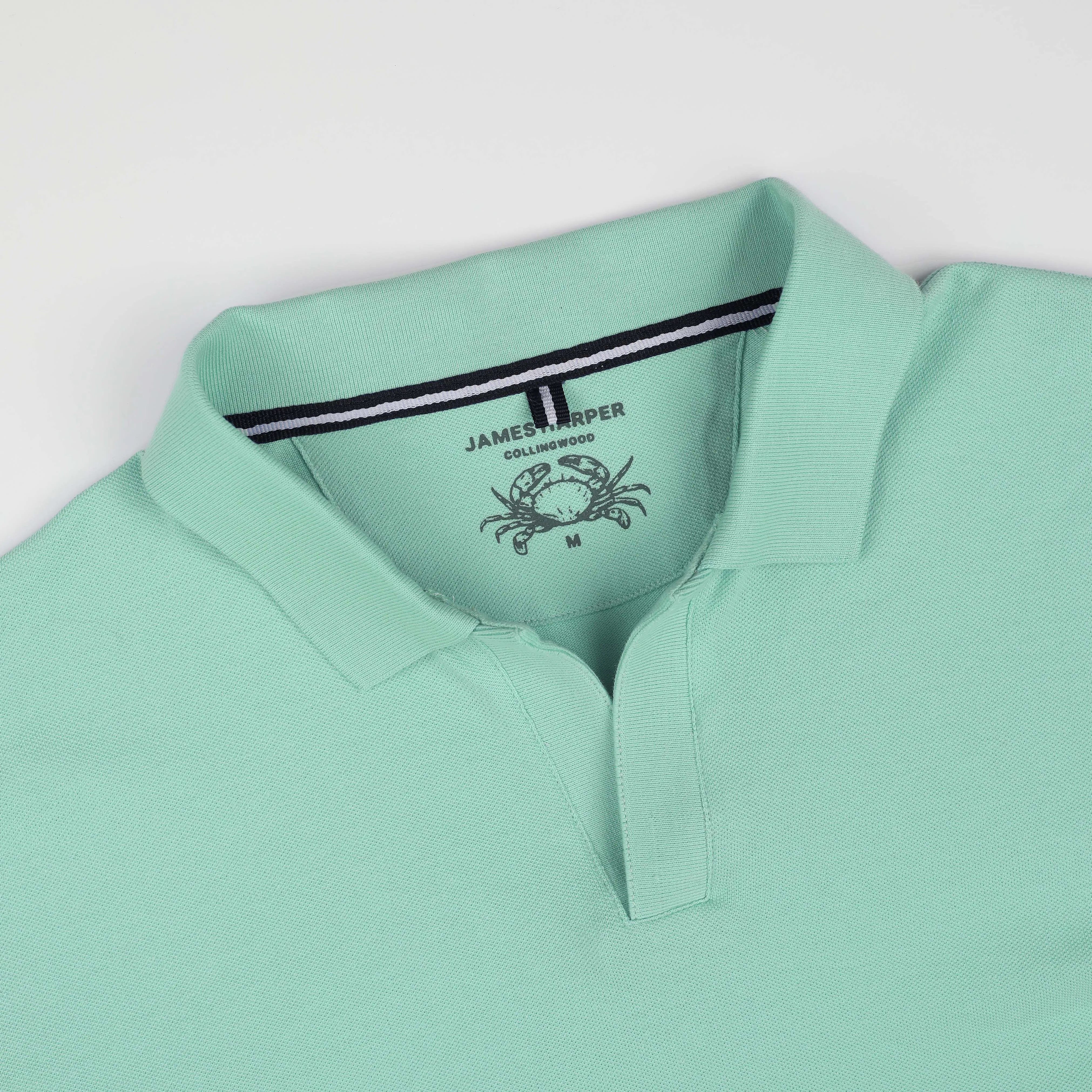 Aqua Open Collar Pique Polo