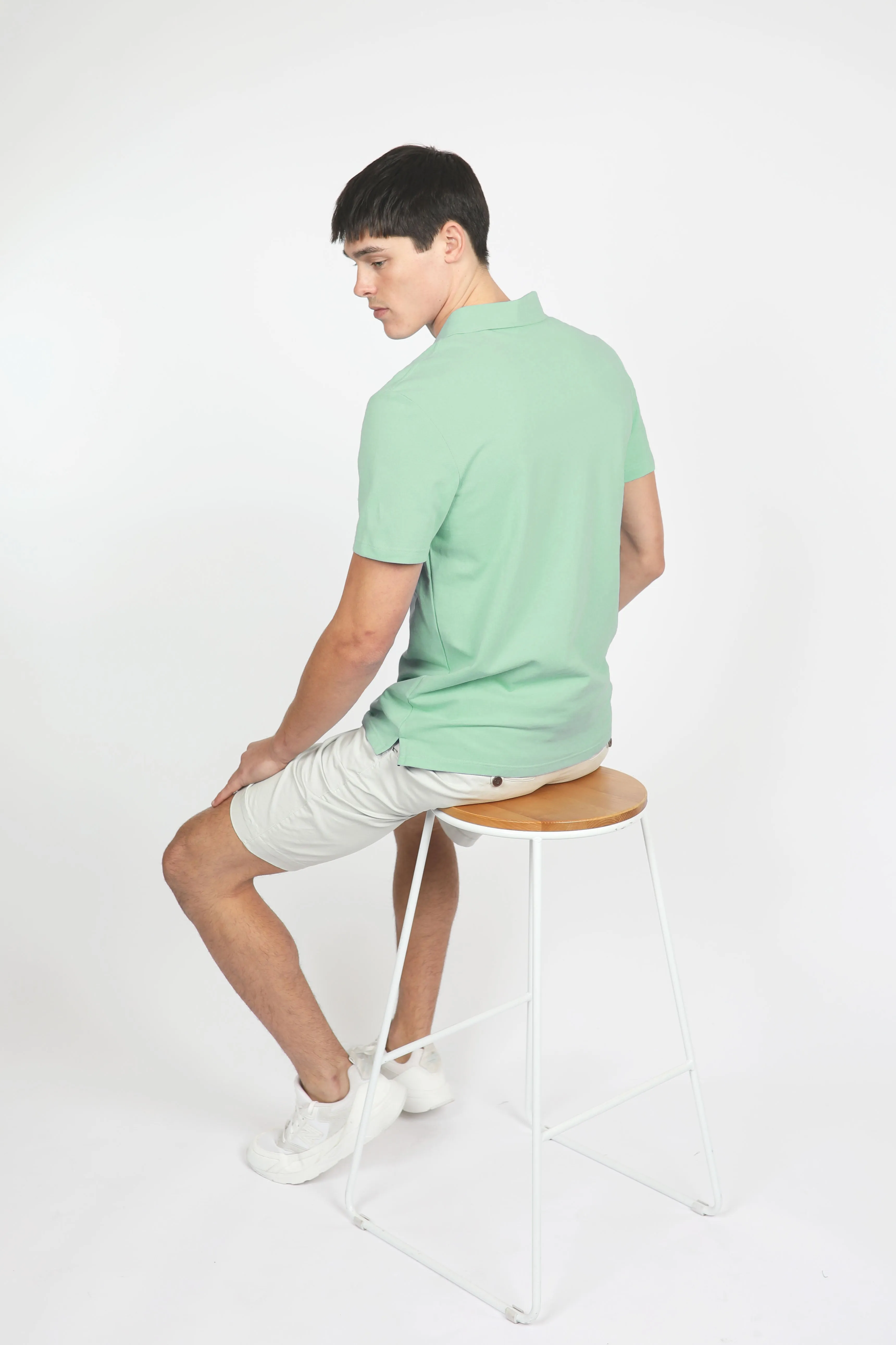 Aqua Open Collar Pique Polo