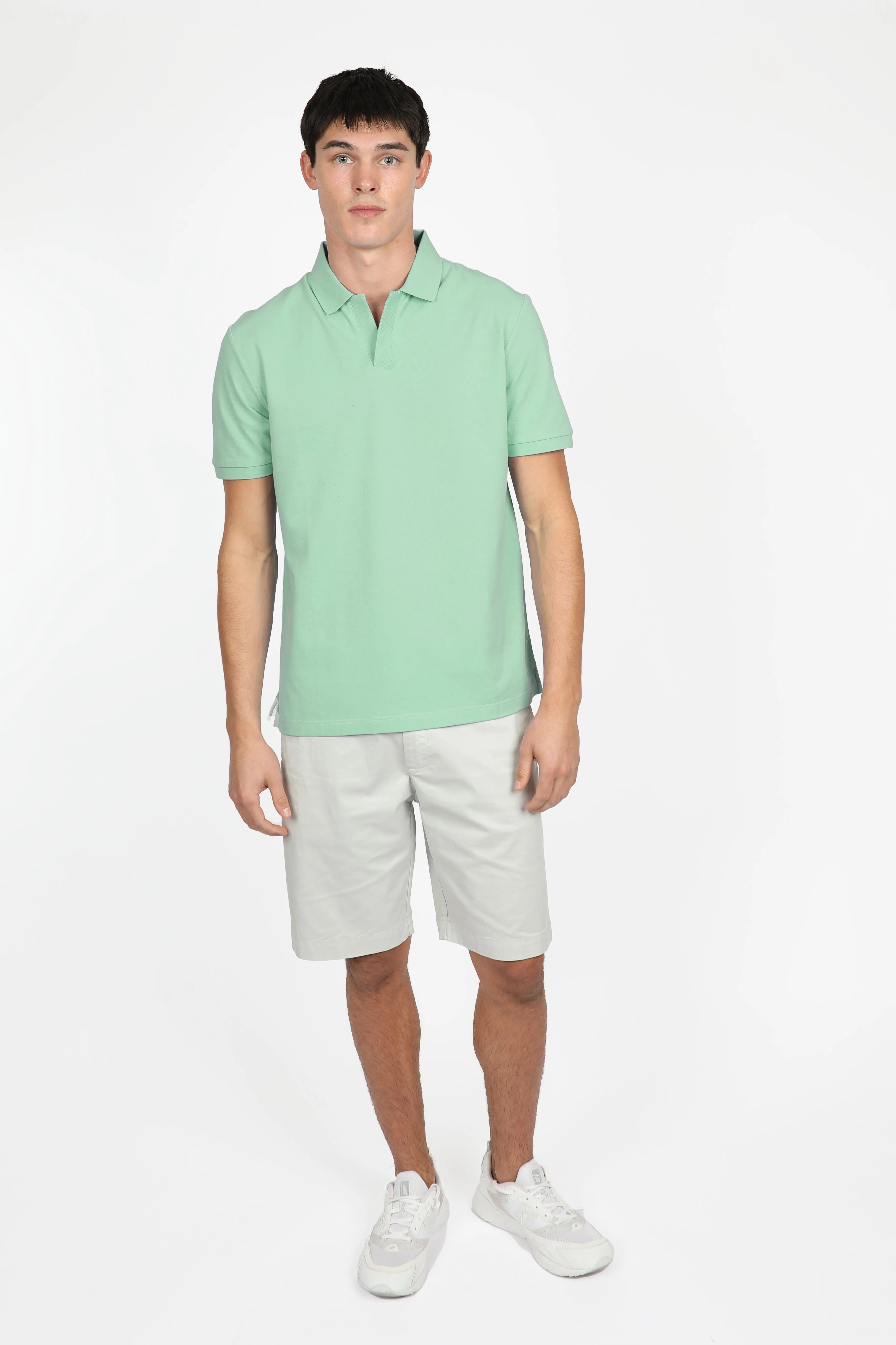 Aqua Open Collar Pique Polo