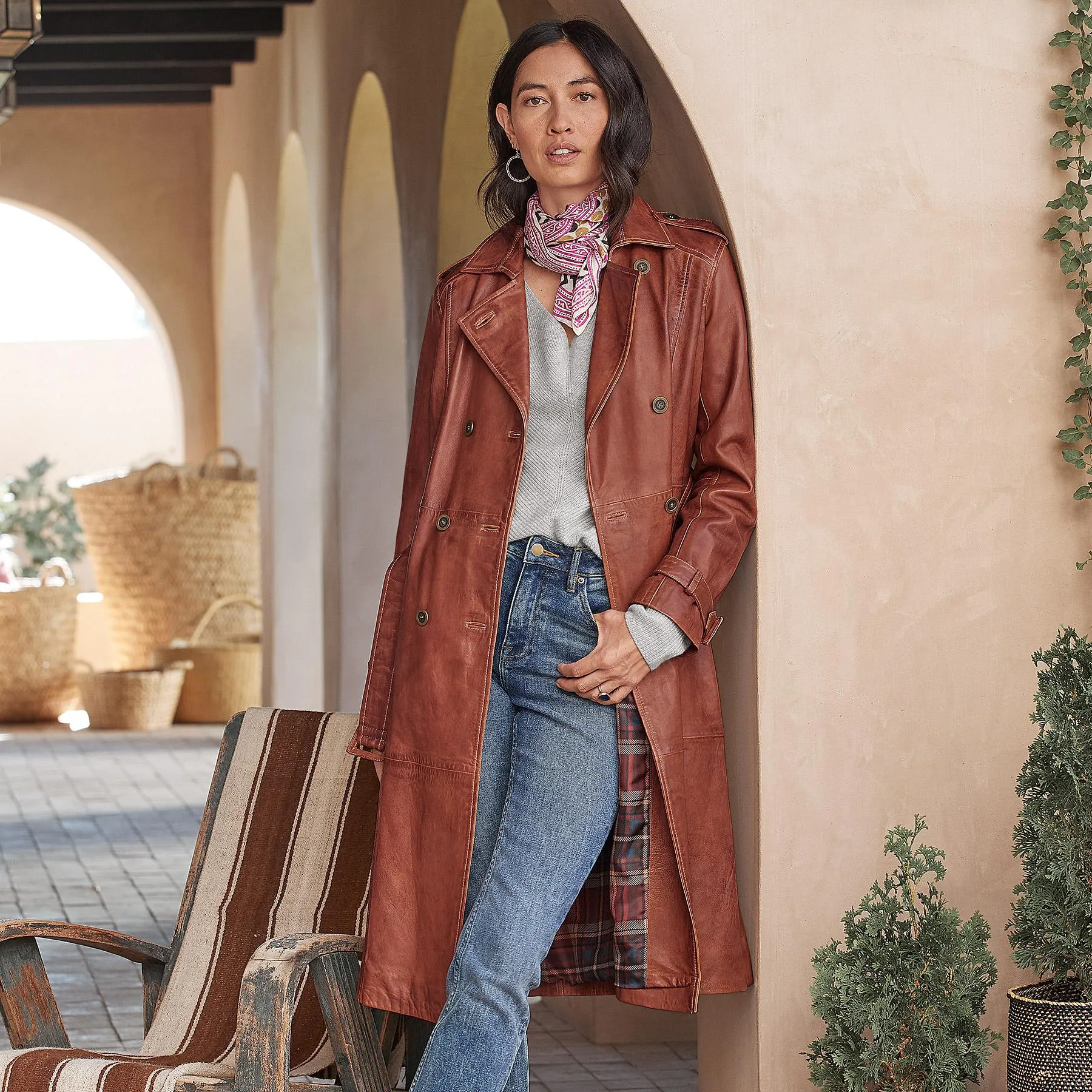 Araminta Leather Trench Coat