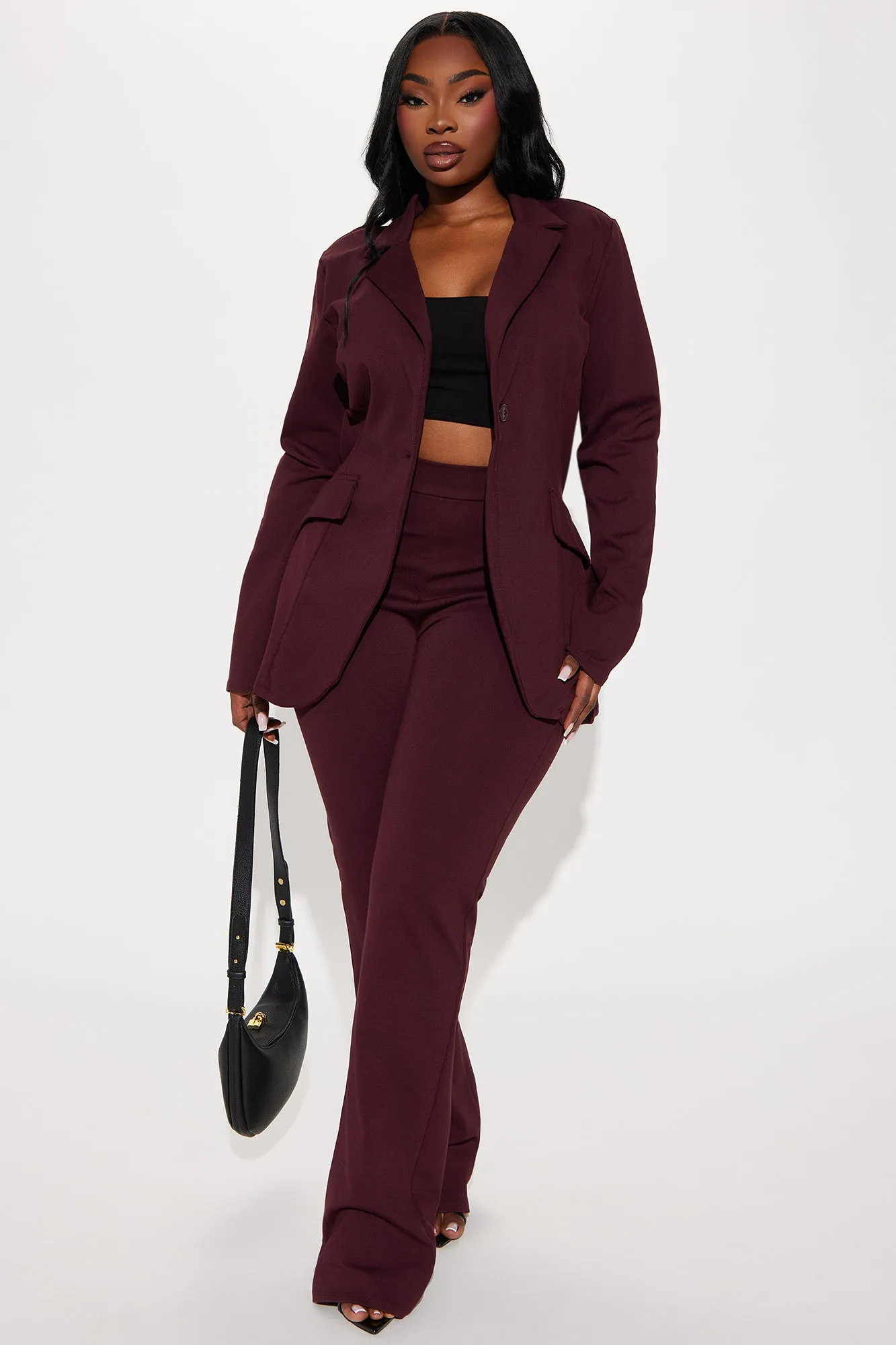 Arlene Blazer Pant Set - Wine