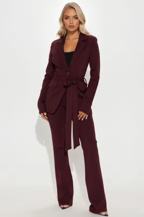 Arlene Blazer Pant Set - Wine