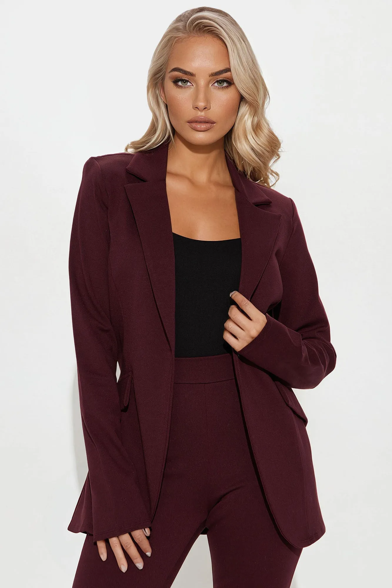 Arlene Blazer Pant Set - Wine