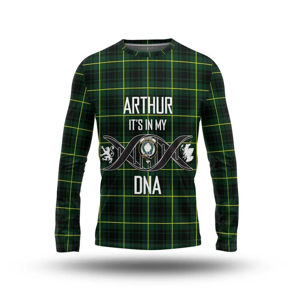 Arthur Modern Tartan Long Sleeve T-Shirt with Family Crest DNA In Me Style