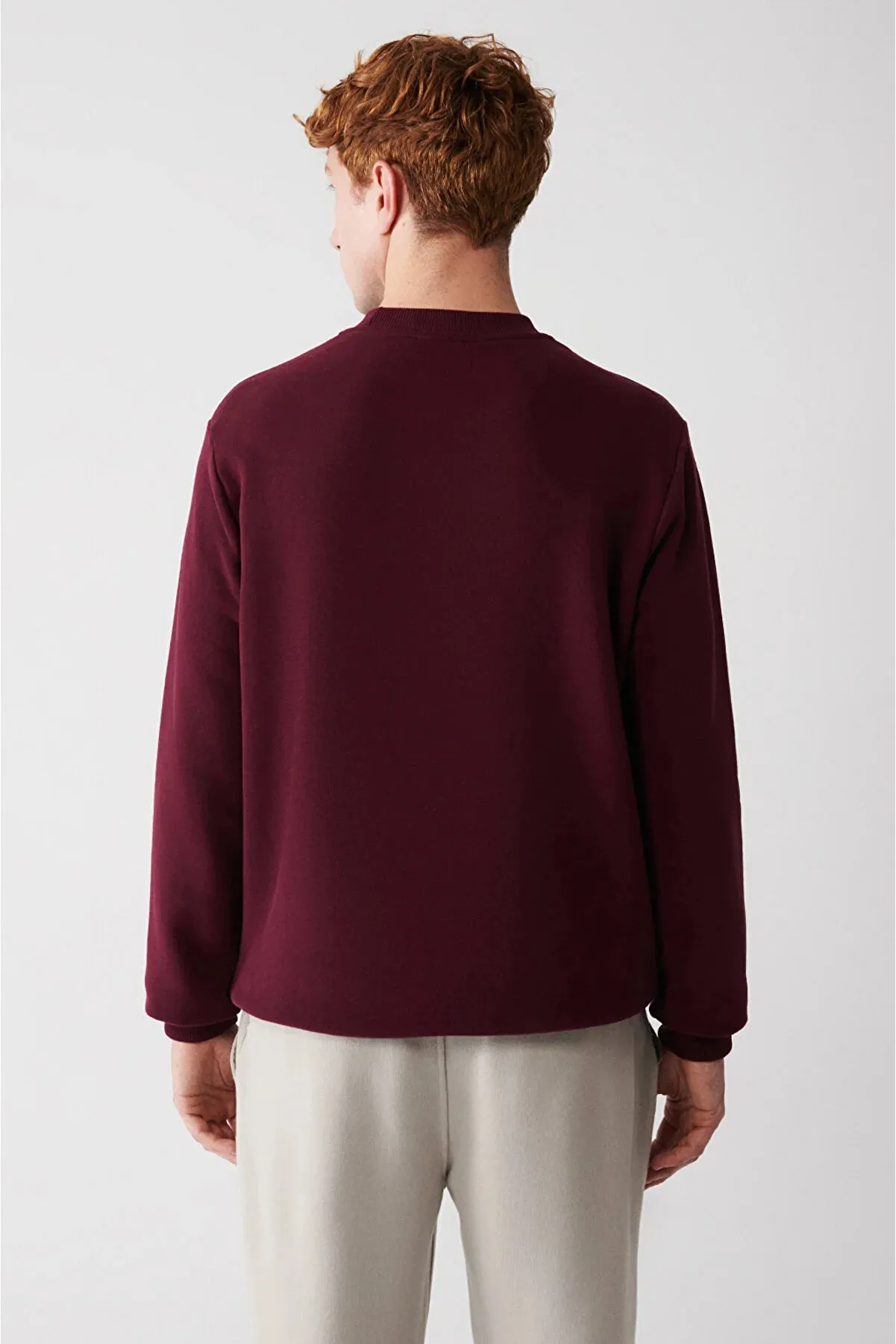 Avva Men's Bordo Raised Flock Printed Sweatshirt