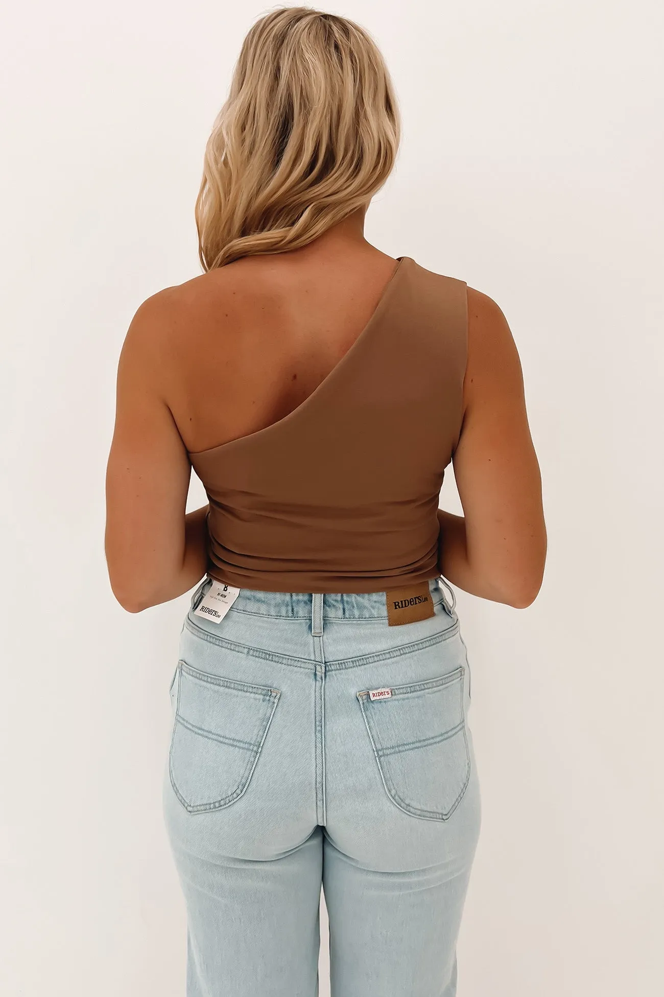 Bec One Shoulder Top Mocha Brown