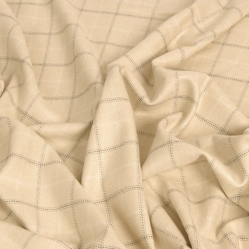 Beige Check Stretch Silk Blend 278