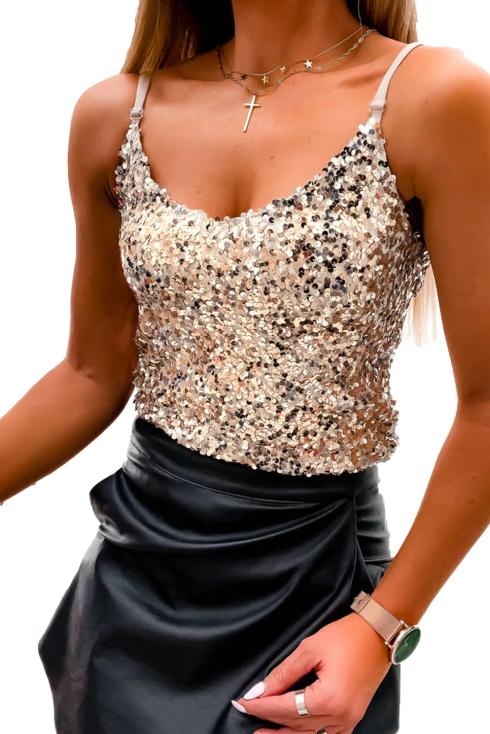 Beige Sequin Camisole