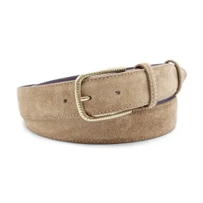 Beige Suede Ridge Prong Suede Belt