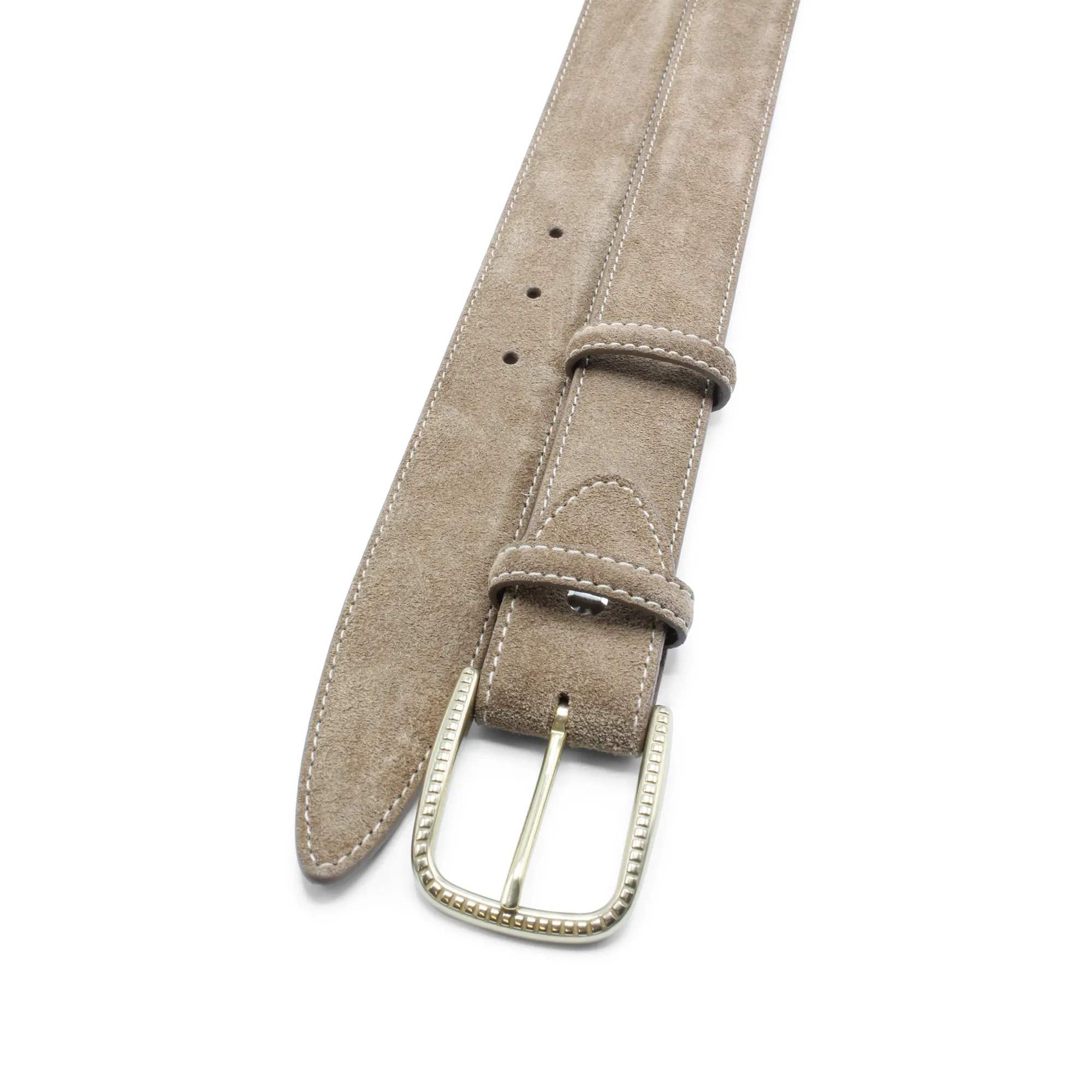 Beige Suede Ridge Prong Suede Belt