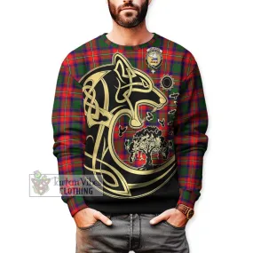 Belsches Tartan Sweatshirt with Family Crest Celtic Wolf Style