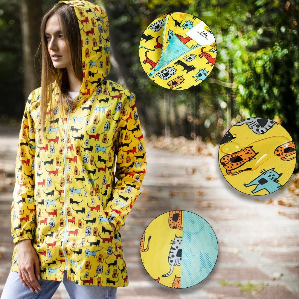 Biggdesign Cats Rain Jackets For Women, Womens Rain Jackets,