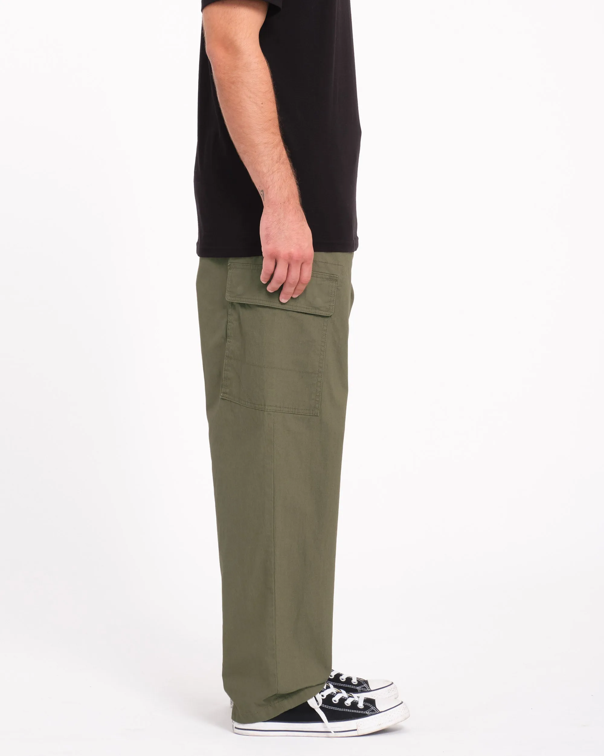 Billow Elastic Waist Cargo Trousers - Wintermoss