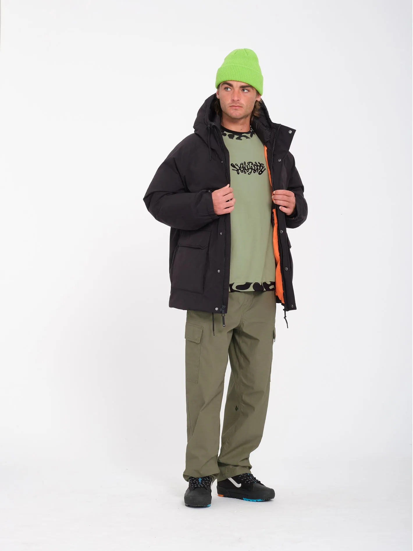 Billow Elastic Waist Cargo Trousers - Wintermoss