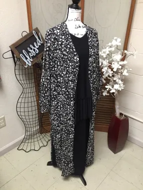 Black Animal Print Kimono/Duster