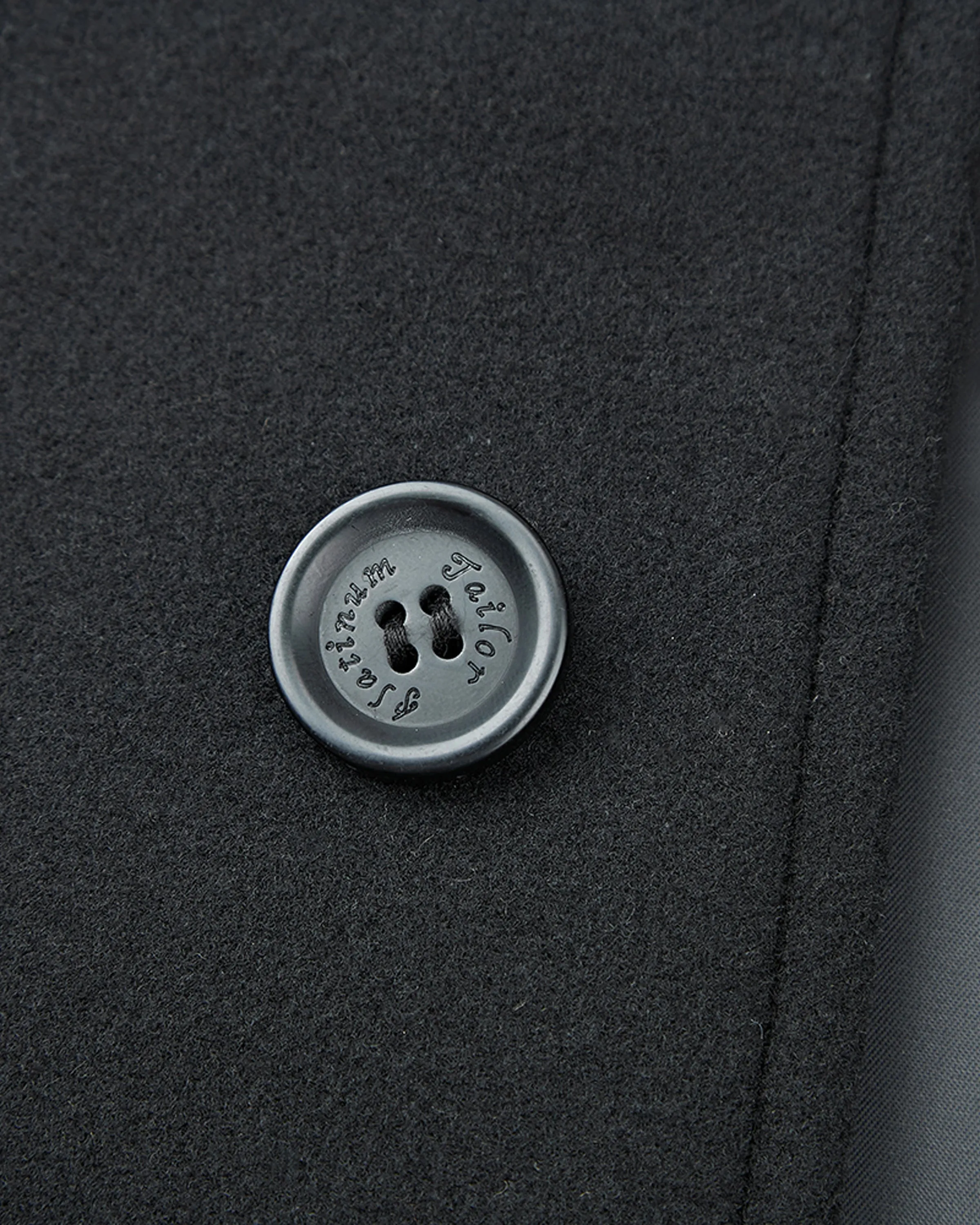 Black Long Wool Cashmere Overcoat Hidden Buttons