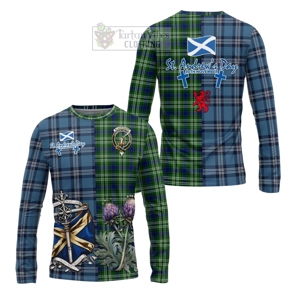 Blackadder Tartan Long Sleeve T-Shirt Happy St. Andrew's Day Half Tartan Style