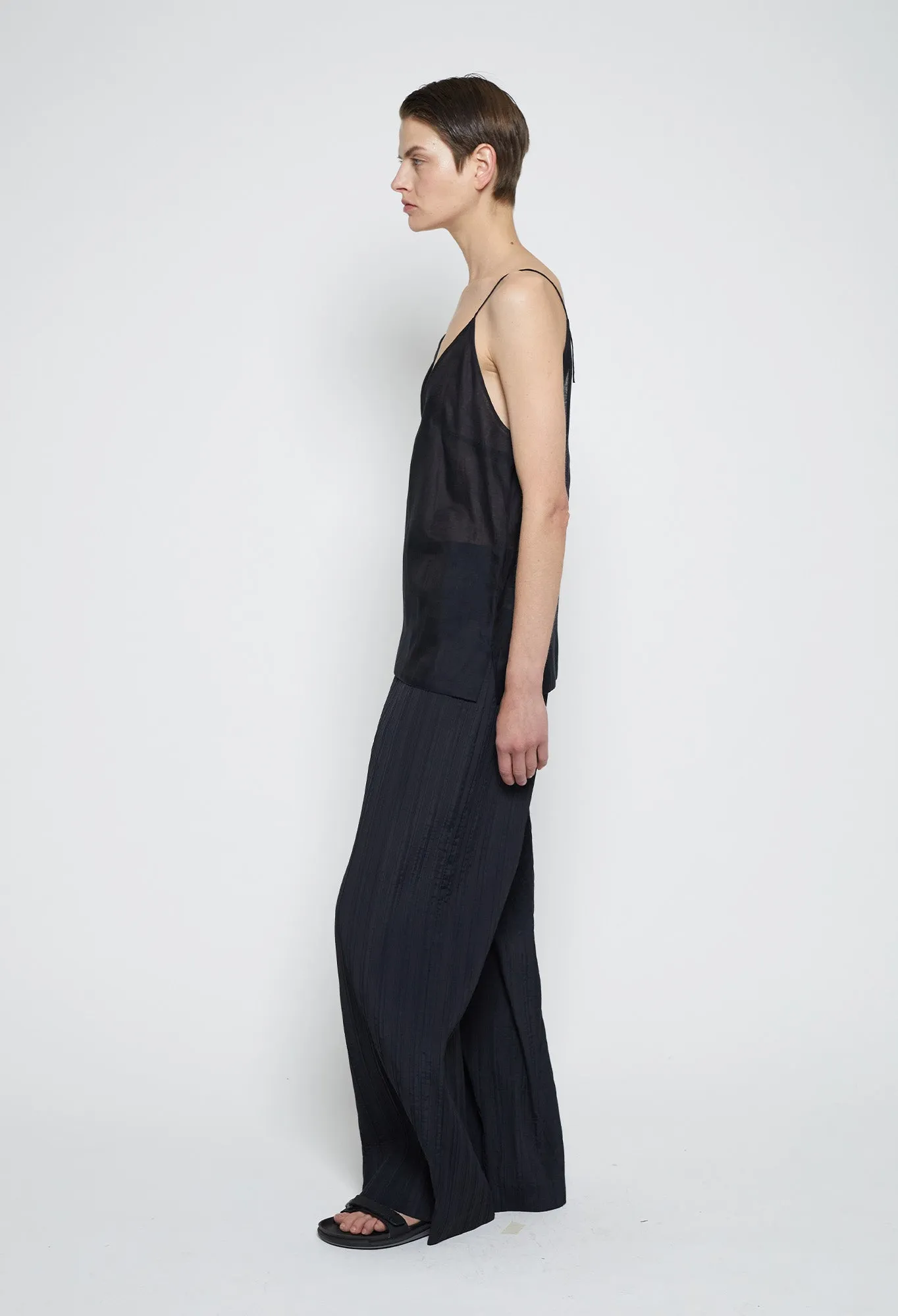 BLOSSOM - Sleeveless Silk and Cotton Camisole in Black