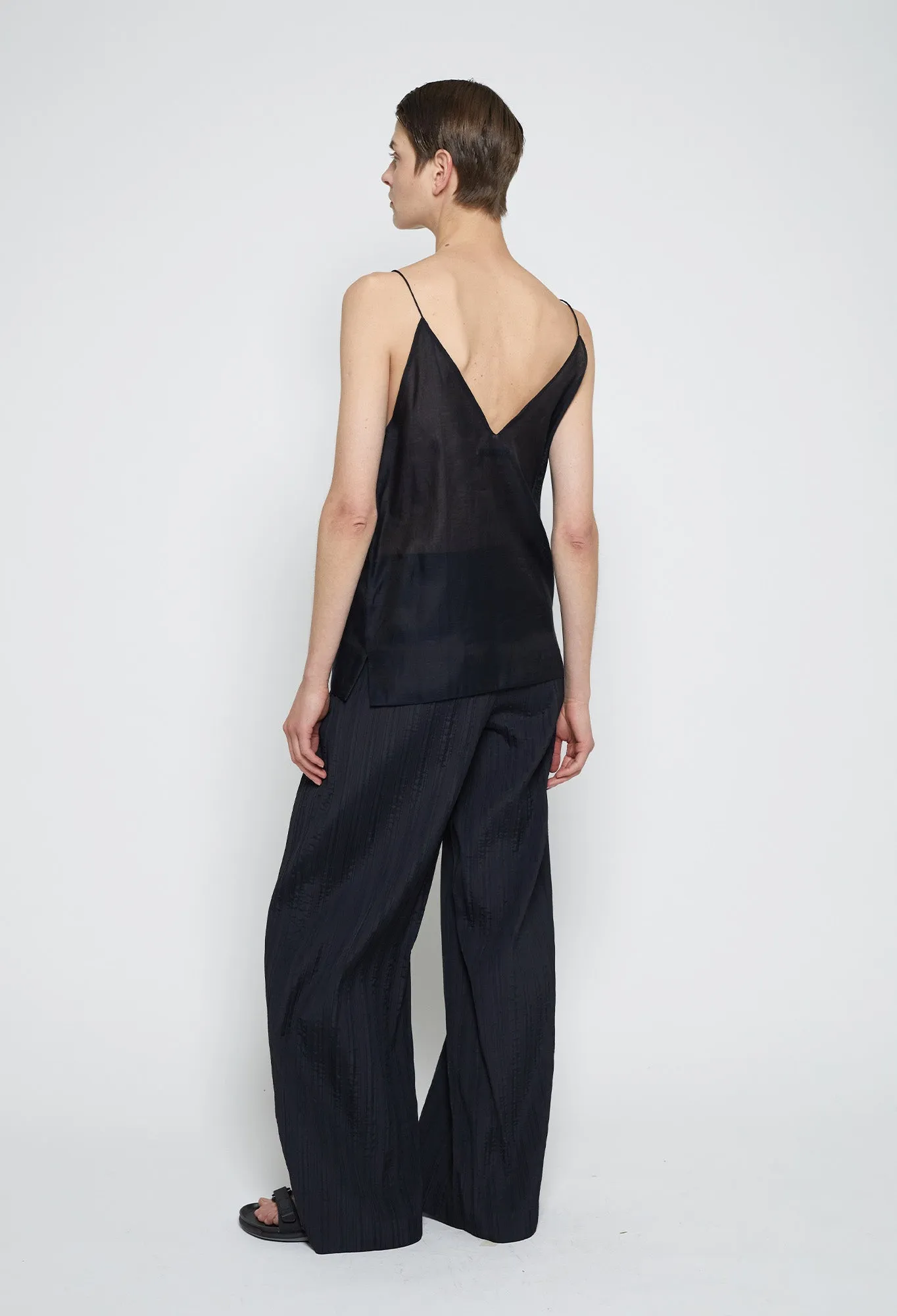 BLOSSOM - Sleeveless Silk and Cotton Camisole in Black