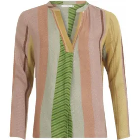 Blouse w. long sleeves in stroke print