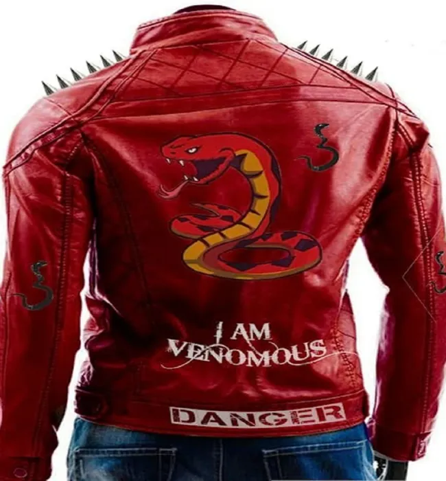 Blue Punk Danger Leather jacket for Men with Snake