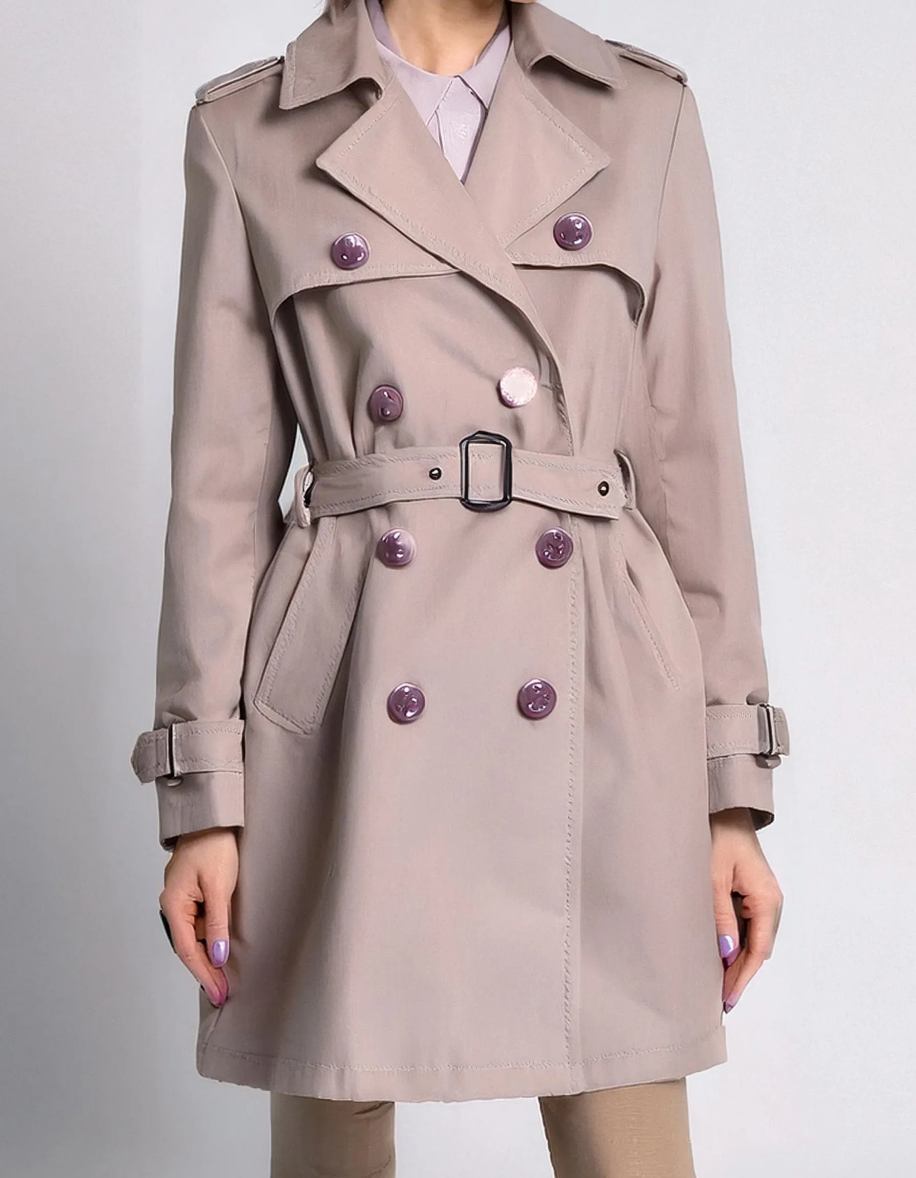 Blush Pink Feminine Trench Coats