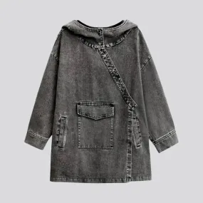 Boho oversized women's denim jacket