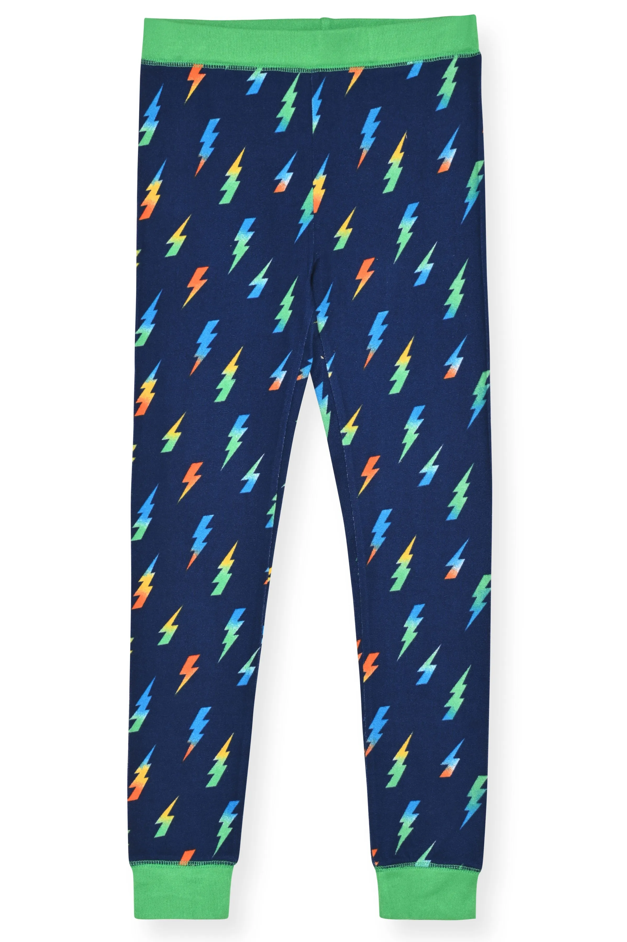 Boys 2-Piece Super Soft Jersey Snug-Fit Pajama Set- Bolts, Navy & Green Pajama Set for Boys