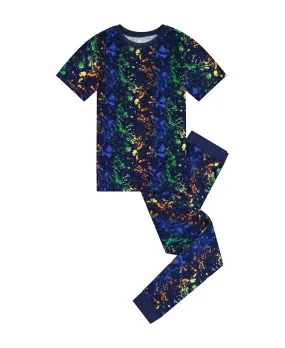 Boys Neon Splatter Super Soft Snug Fit 2-Piece Pajama Sleep Set