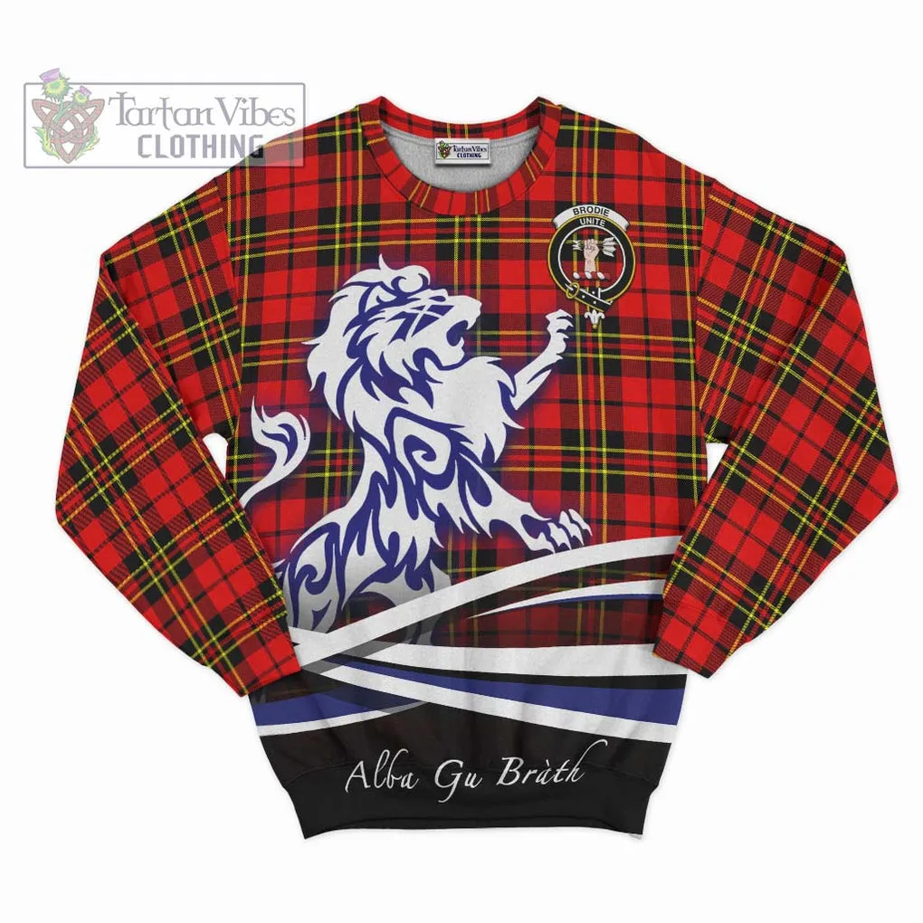 Brodie Modern Tartan Sweatshirt with Alba Gu Brath Regal Lion Emblem