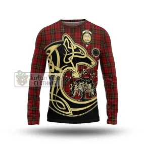 Brodie Tartan Long Sleeve T-Shirt with Family Crest Celtic Wolf Style