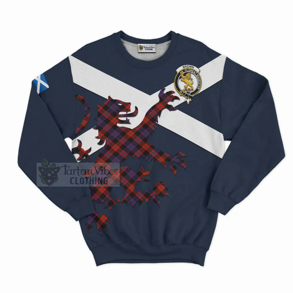 Brown (Broun) Tartan Lion Rampant Sweatshirt  Proudly Display Your Heritage with Alba Gu Brath and Clan Name