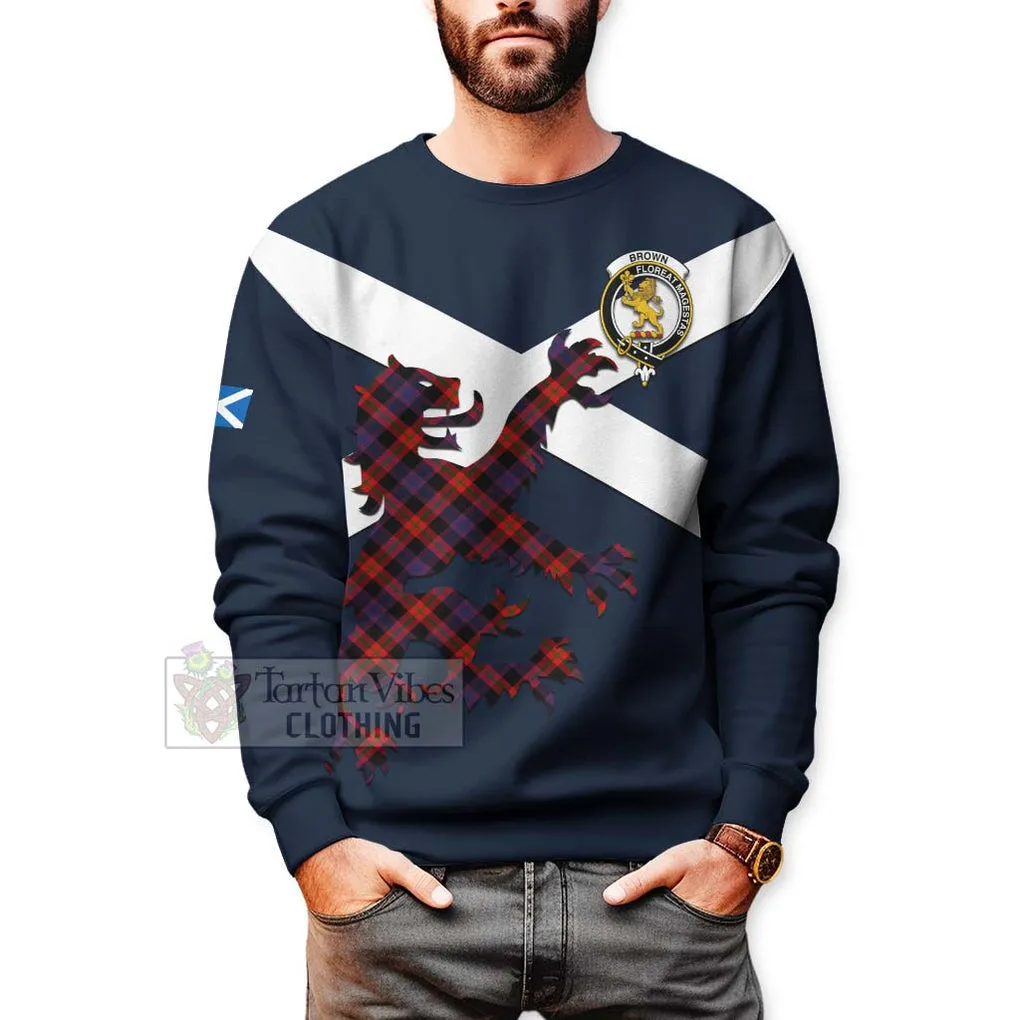 Brown (Broun) Tartan Lion Rampant Sweatshirt  Proudly Display Your Heritage with Alba Gu Brath and Clan Name