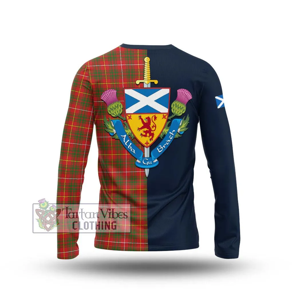 Bruce Modern Tartan Long Sleeve T-Shirt Alba with Scottish Lion Royal Arm Half Style