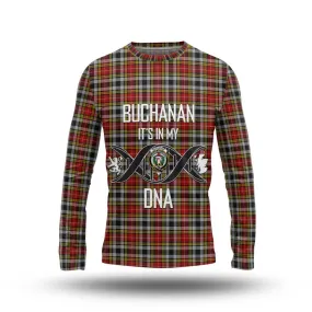 Buchanan Old Dress Tartan Long Sleeve T-Shirt with Family Crest DNA In Me Style