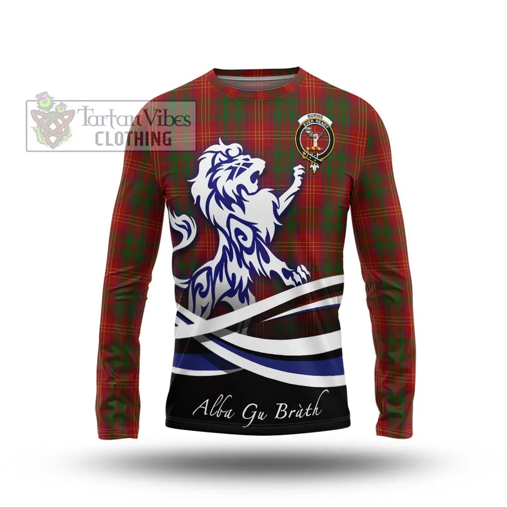 Burns Tartan Long Sleeve T-Shirt with Alba Gu Brath Regal Lion Emblem