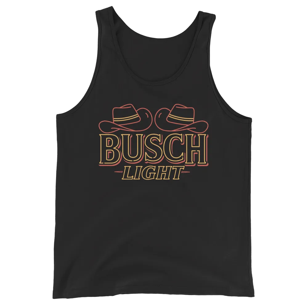 Busch Light Cowboy Hats Neon Sign Tank Top