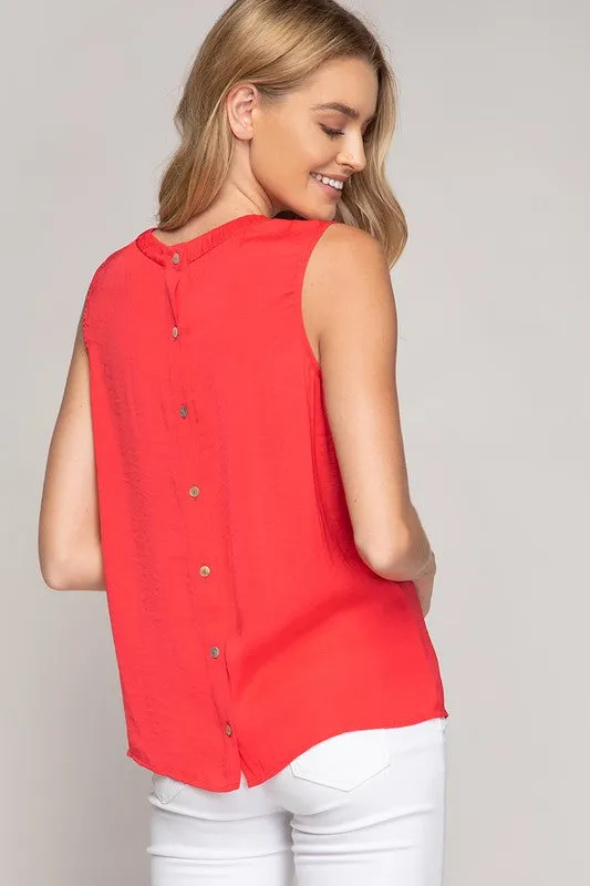 Button Down Back Sleevless Top