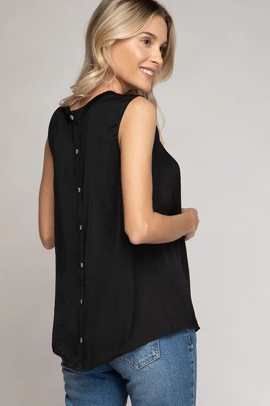 Button Down Back Sleevless Top