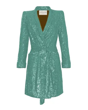 CARLOTTA BLAZER DRESS- SEQUINED MINT