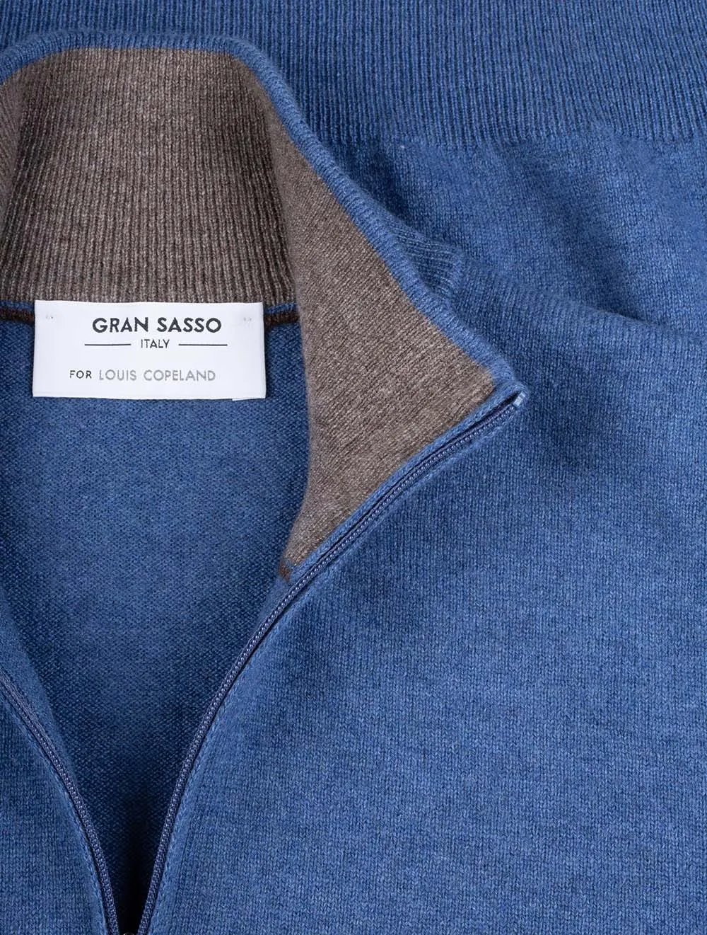 Cashmere Half Zip Blue